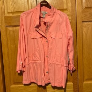 Multiples lightweight jacket New size 1X pink or salmon colored military style